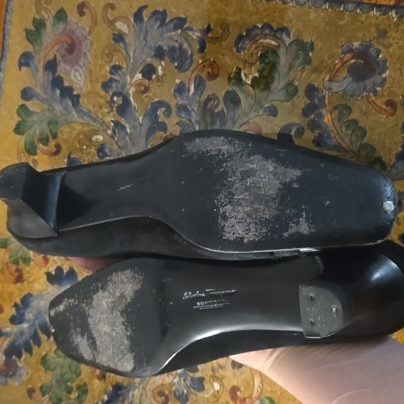 Vintage SALVATORE FERRAGAMO Sadira Red Suede Leather Low  Salvatore Ferragamo Vintage Suede Heels